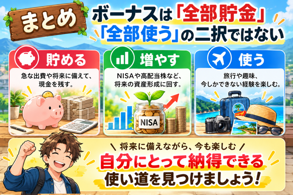 夏のボーナスを「貯める・増やす・使う」に分けて、将来に備えながら今も楽しむ考え方