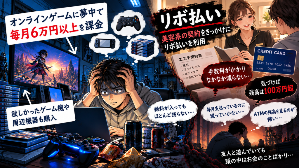 20代でオンラインゲームに毎月6万円以上を課金しリボ払いの借金が100万円を超えた頃