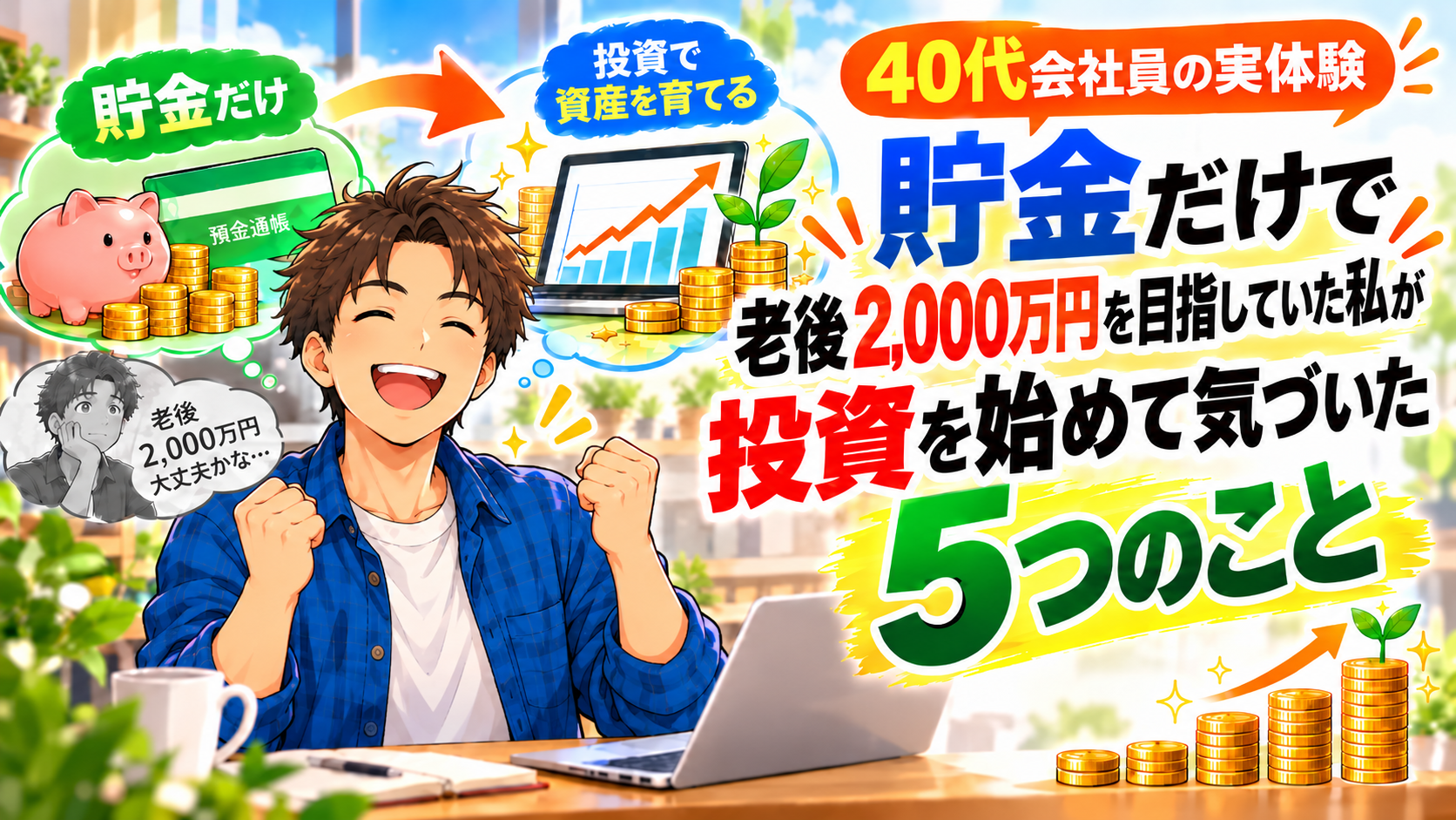 貯金だけで老後2000万円を目指していた40代会社員が投資を始めてお金の考え方が変わった様子