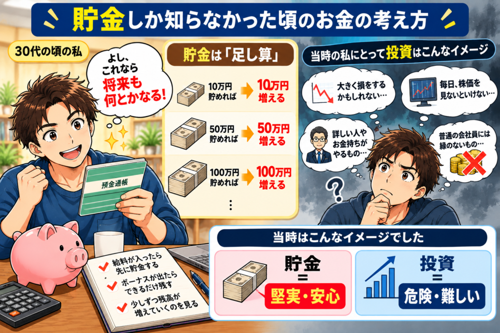 投資の知識がないまま、NISAの積立銘柄を「なんでもいいです」と答えて始めた当時のイメージ