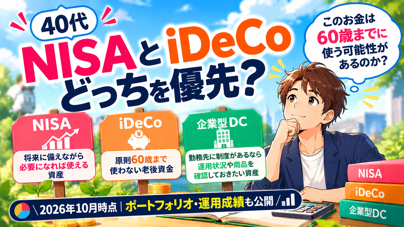 40代はNISAとiDeCoどっちを優先？NISA・iDeCo・企業型DCの使い分けとポートフォリオ・運用成績を紹介